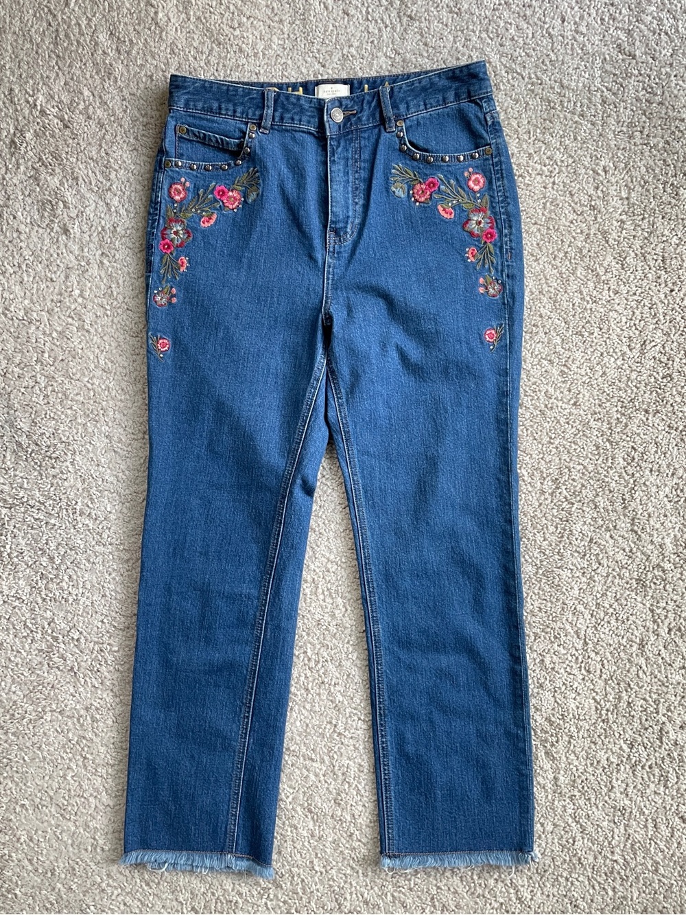 Kate Spade Broome Street Ditsy Embroidered Floral Straight Ankle Jeans Size 29